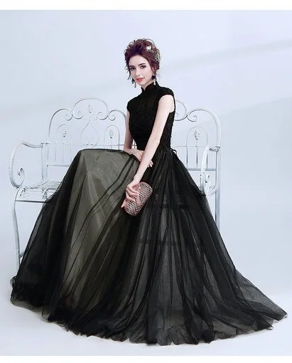 black prom dresses 2017 Long Sleeves Black Mermaid Prom Dress with Gold Appliques