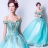 aqua blue ball gown Dress-076-06
