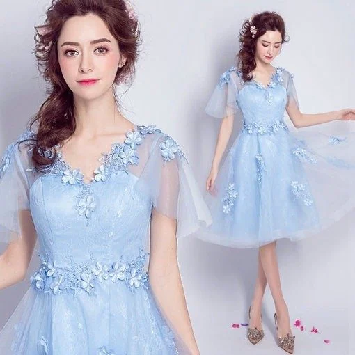 Short Blue Cocktail Dress Lace Prom Dress - Affordable Wedding & Prom  Dresses | Premium Wholesale Quality