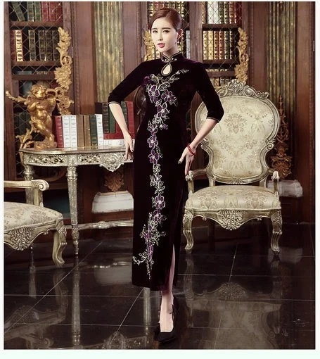 slim fit dress slacks Plus Size Sleeveless Qipao  New Chinese Style Vintage-Inspired Gold Bamboo Shadow Golden Rhyme / XXL