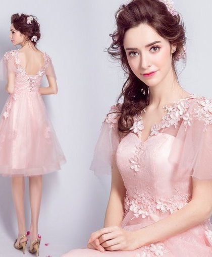 short pink cocktail dress