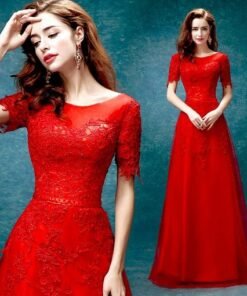 evening dress with sleeve-153-02