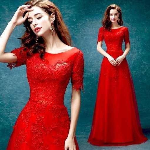 evening dress with sleeve-153-02