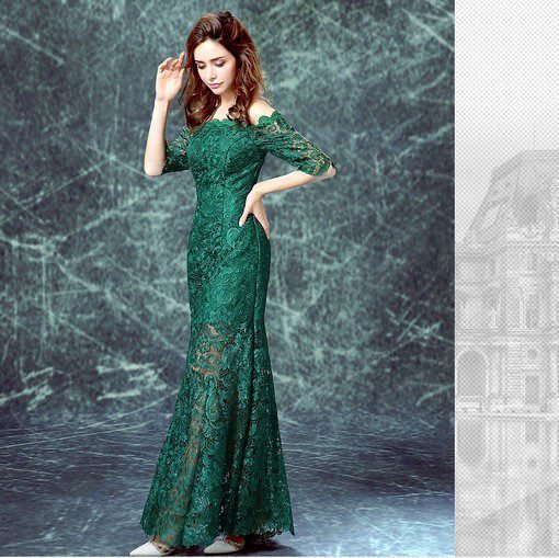 evening dress with sleeve-180-07