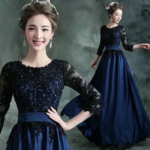 evening dress with sleeves-91-05