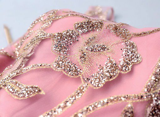 V neck Evening Dress Pink Prom Dress - Image 4