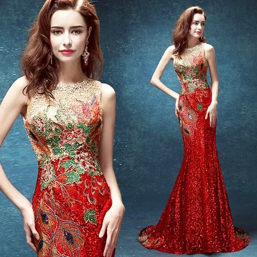 Luxury Red Evening Party Dress Mermaid - Affordable Wedding & Prom Dresses  | Premium Wholesale Quality