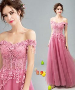Off The Shoulder Evening Gown Pink