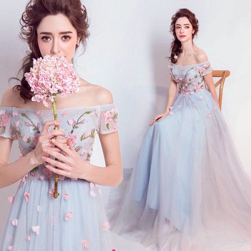 light pink and blue dress