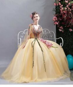 quinceanera dress yellow-312-04