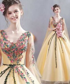 quinceanera dress yellow-312-07