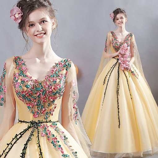 quinceanera dress yellow-312-07