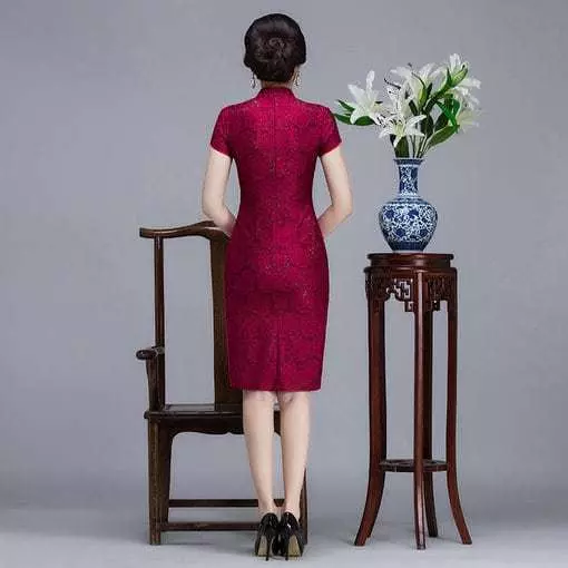 Alternative view of Red Lace Cheongsam Dress Short
