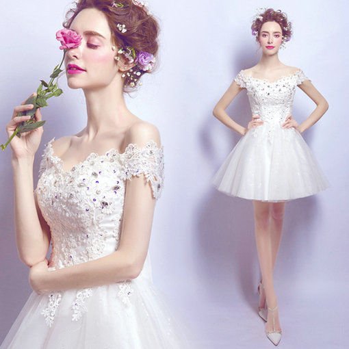 Short White Lace Wedding Dress - Cheap Prom Dress,Evening Dress