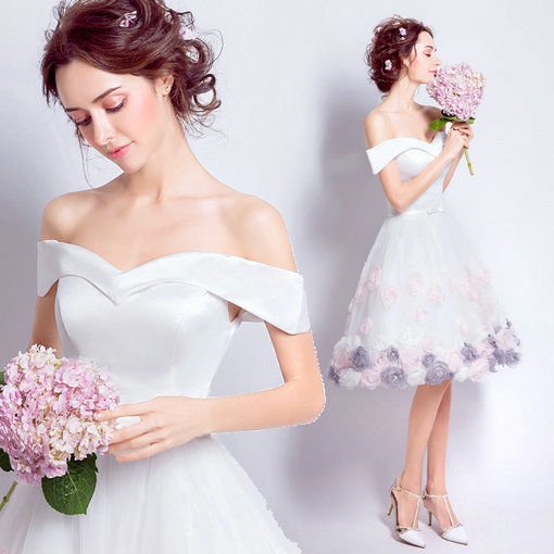 short white wedding party dress