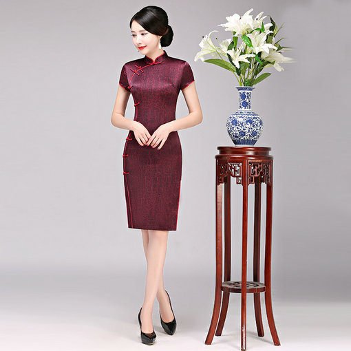 silk simple cheongsam-062-06