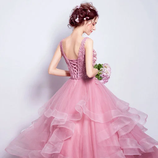 pink dress for sweet 15 Mumuleo Pink Quinceanera Dress Sleeveless Pearl Lace Appliques Birthday Party Gowns V Neck Girls Ball Gown Sweet 15 Anos| Alibaba.com