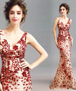 v neck evening dress-258-04