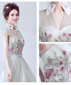 v neck evening dress-293-07