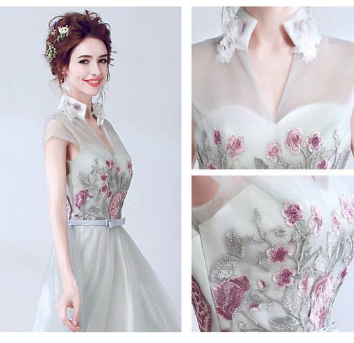 v neck evening dress-293-07