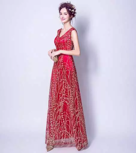 v neck evening dress-321-01