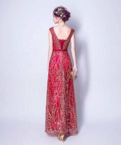 v neck evening dress-321-04
