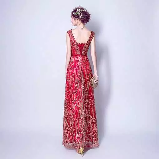 v neck evening dress-321-04