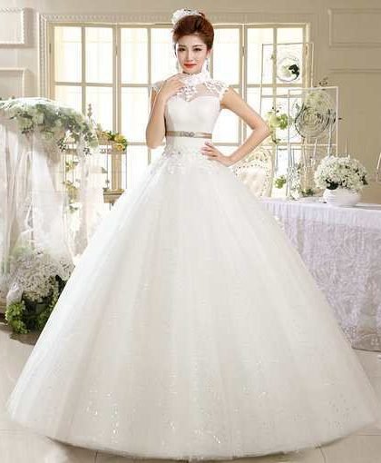 high neck ball gown wedding dress