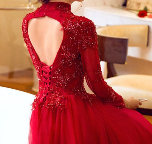 evening gowns with sleeve-372-003