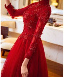 evening gowns with sleeve-372-005