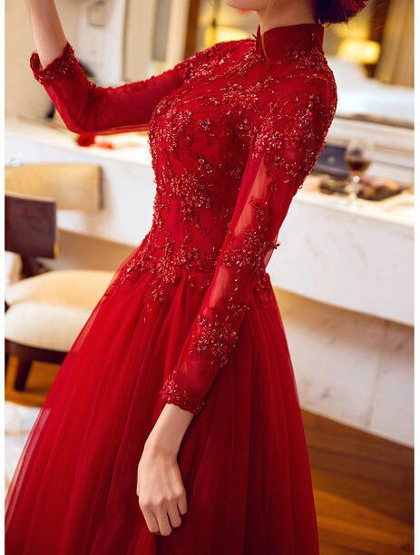 evening gowns with sleeve-372-005