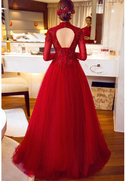 evening gowns with sleeve-372-006