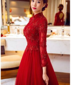 evening gowns with sleeve-372-010