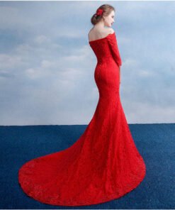 Alternative view of Lace Long Sleeve Wedding Dress With Train Off The Shoulder