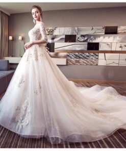 Alternative view of Off Shoulder Ball Gown Long Sleeves Wedding Dresses