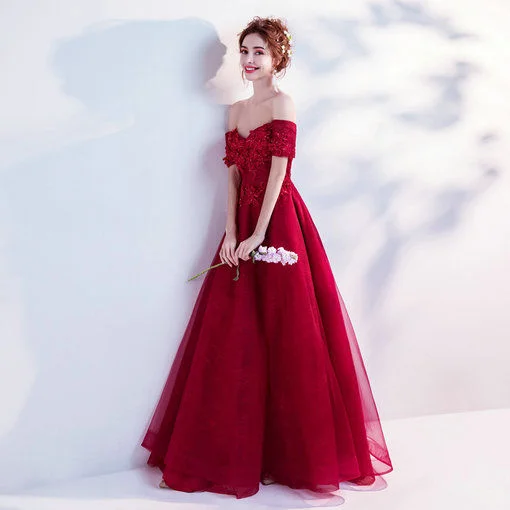 Off Shoulder A Line Red Evening Dress Online Shopping