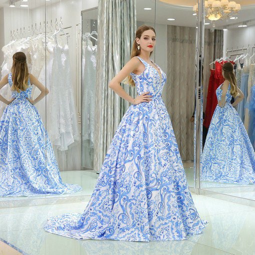deep v evening gown 0526-05