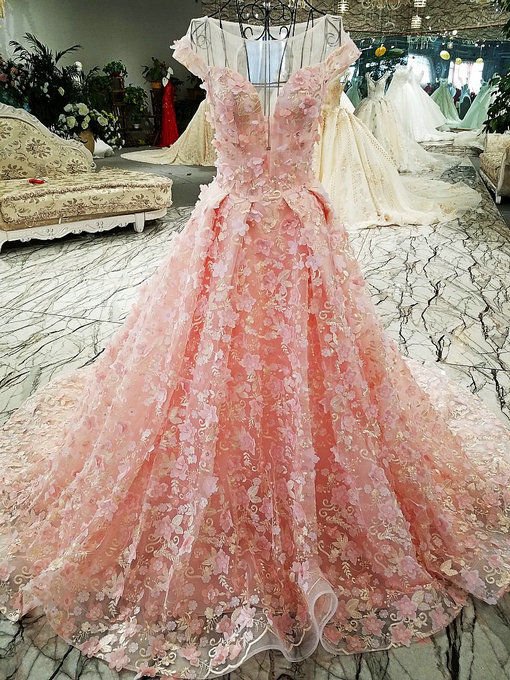 Pink Lace Wedding Dress Online Hotsell ...
