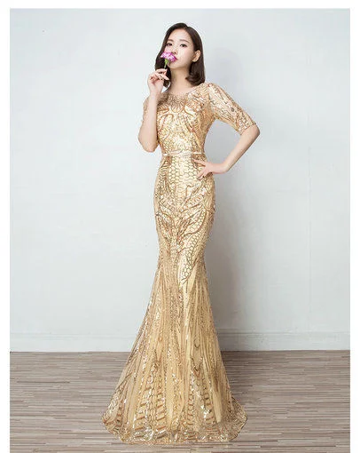 Gold Evening Gown Mermaid Evening Prom ...