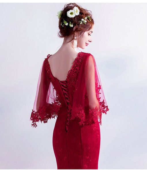 mermaid evening dress red 0500-03