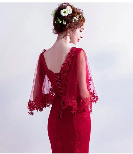mermaid evening dress red 0500-03