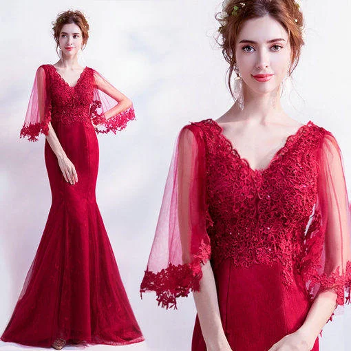 mermaid evening dress red 0500-04