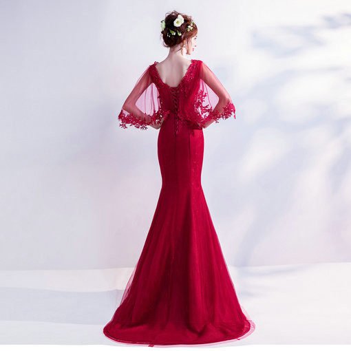 mermaid evening dress red 0500-05