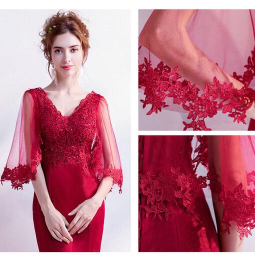 mermaid evening dress red 0500-06