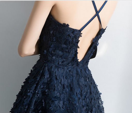 Mini Cocktail Dress Dark Blue Sexy Dress - Image 5