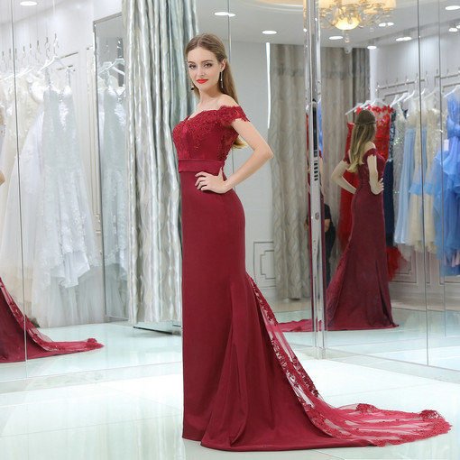 off shoulder evening gown 0522-04