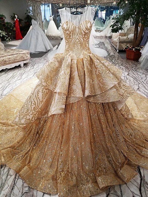 gold mermaid wedding gown