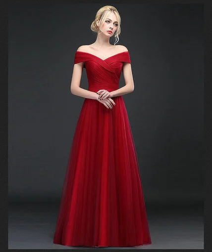 A Line Red Prom Dress Long Evening Gown Online