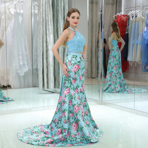 printing evening dress 0518-03