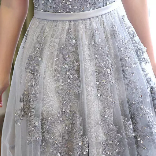 white christmas dresses Gray Sweetheart Neck A Line Lace Long Prom Dress, Gray Formal Dress US 6 / Custom Color